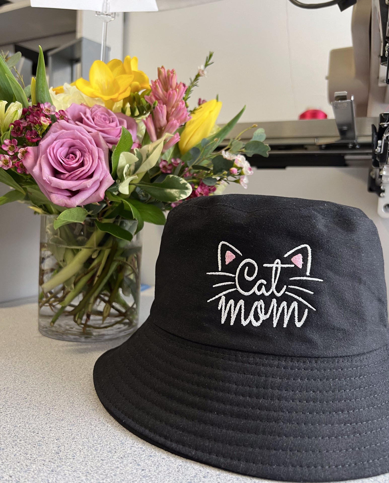 Bucket hat embroidery