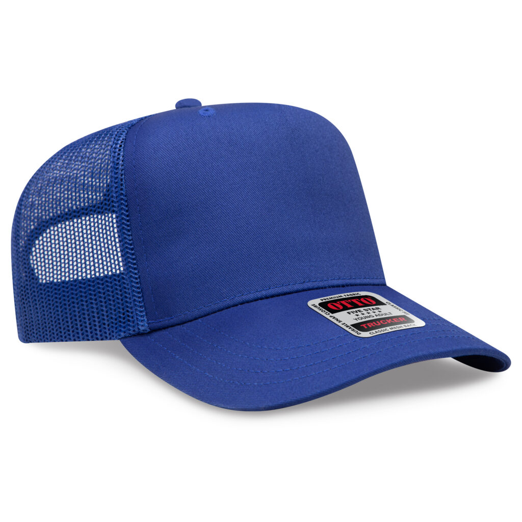 OTTO CAP® 5 Panel Mid Profile Mesh Back Trucker Hat – 001 – Royal – Young Adult