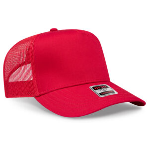OTTO CAP® 5 Panel Mid Profile Mesh Back Trucker Hat - 002 - Red - OSFM - Adult