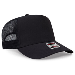 OTTO CAP® 5 Panel Mid Profile Mesh Back Trucker Hat - 003B - Black - OSFM - Adult